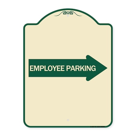 Signmission Employee Parking With Right Arrow Heavy-Gauge Aluminum Architectural Sign, 24" x 18", TG-1824-24398 A-DES-TG-1824-24398